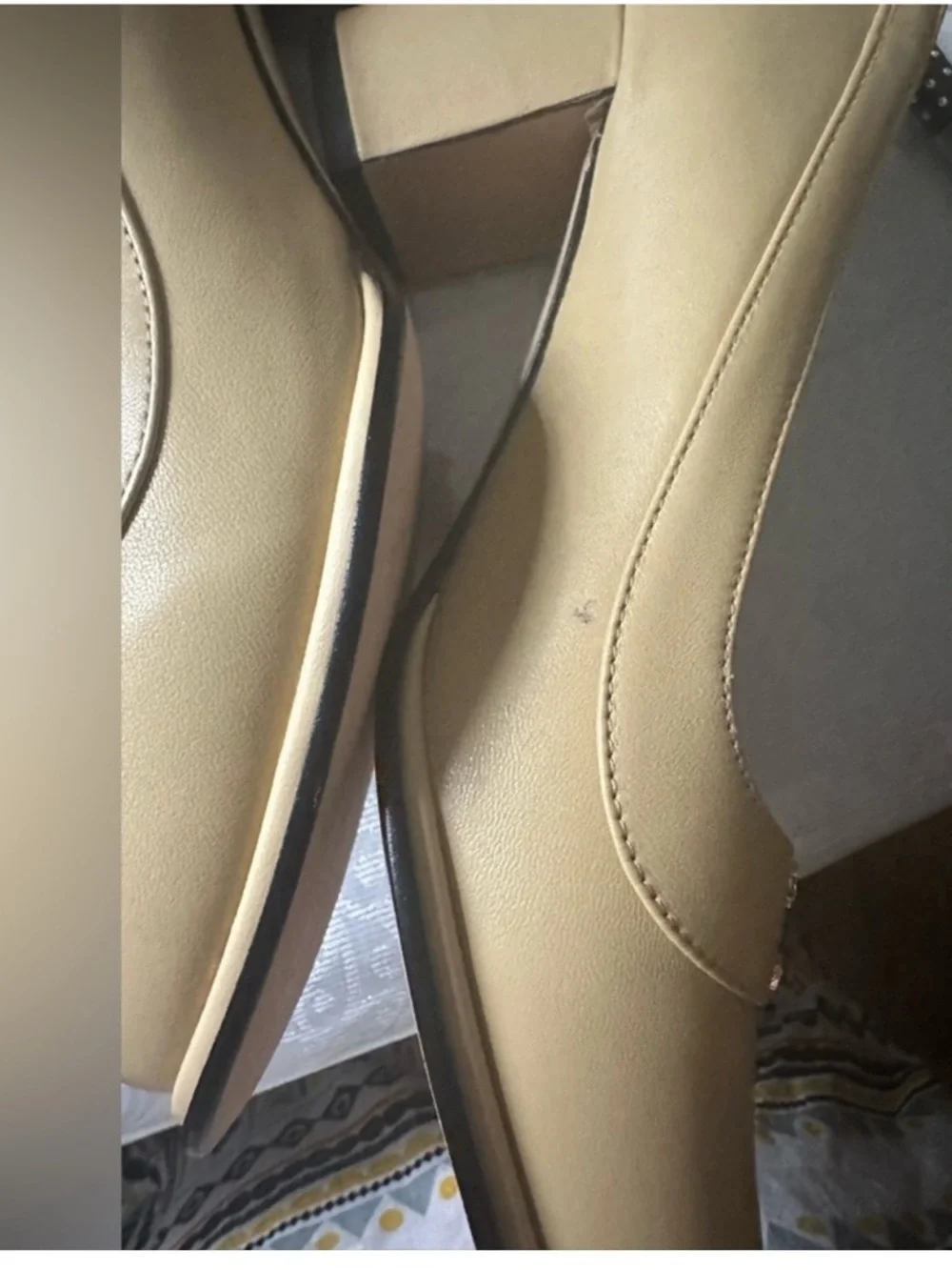 Chanel Beige Leather Low Block Heel Pumps - Picture 6 of 6